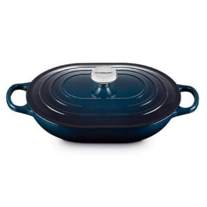 Chảo gang oval Le Creuset Oblong 31cm 3.4L - Màu Xanh cổ vịt